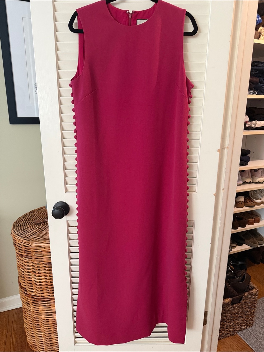 Tuckernuck Raspberry Crepe Button Camille Maxi Dress